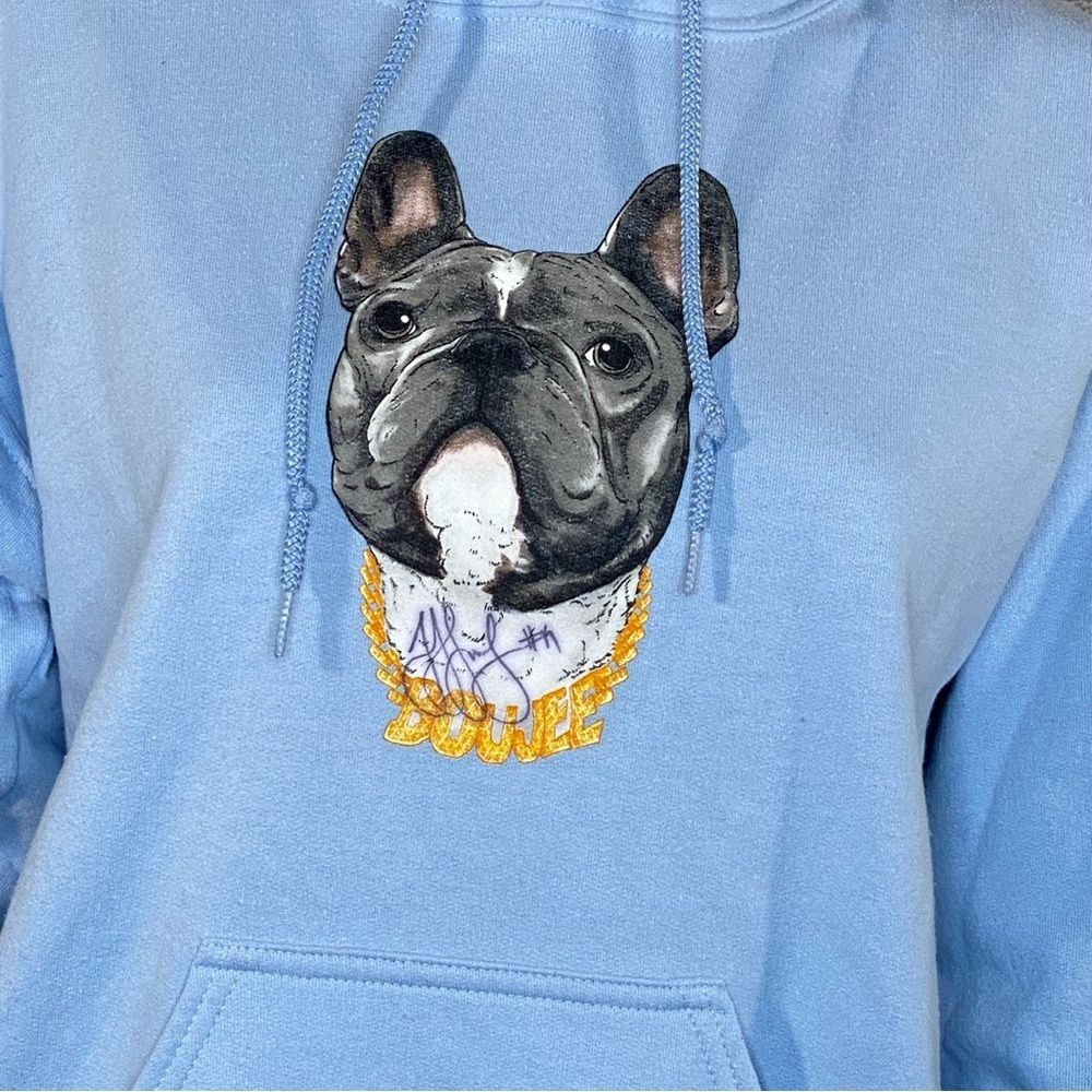 Team JuJu French Bull Dog Hoodie Graphic Size SM Autographed Light Blue - Picture 5 of 5